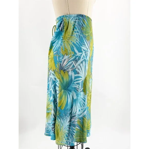 CLIO Petites Vtg 90s Palm Leaf Print Slip Skirt PM - Picture 3 of 13